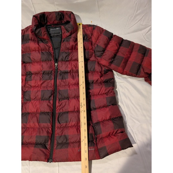 Eddie Bauer Womens Red Black Buffalo Plaid Down Puffer Jacket XL Full Zip - Picture 7 of 10